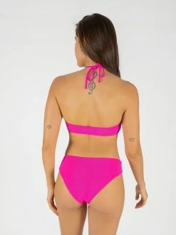 ONEONESWIMWEAR Lana Bottom Fuchsia Crinkle